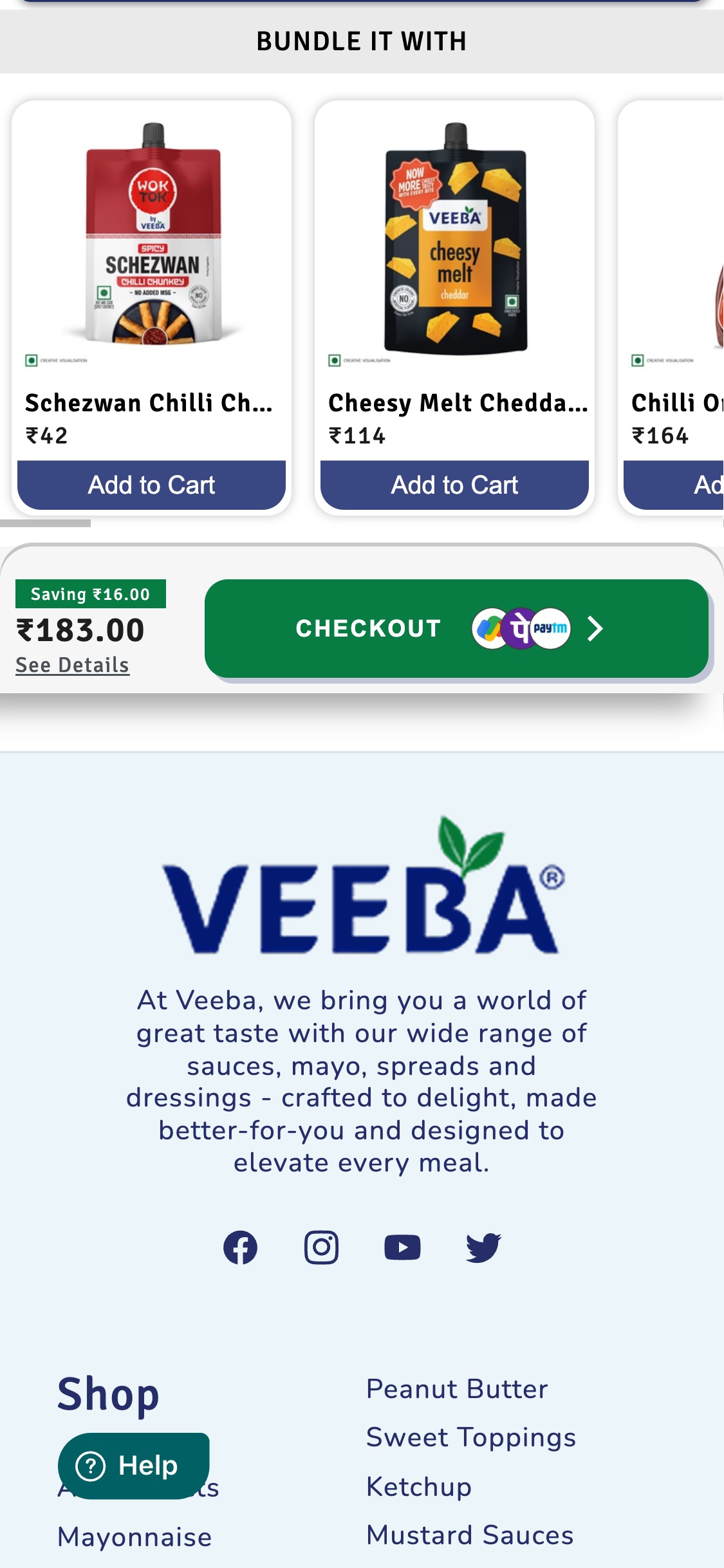 Veeba — Cart — Checkout button area